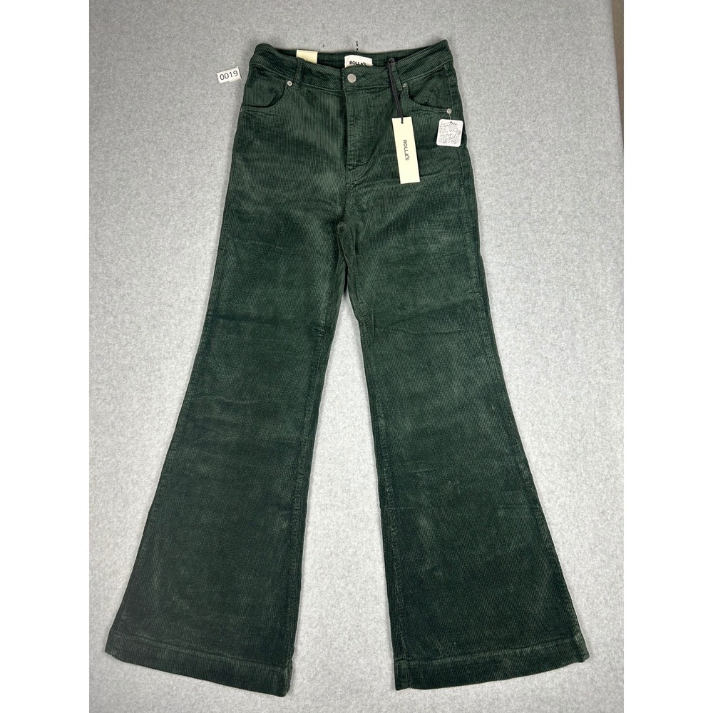 Rollas Corduroy Flare Pants Womens 30 Green High Rise Bell Bottom NWT